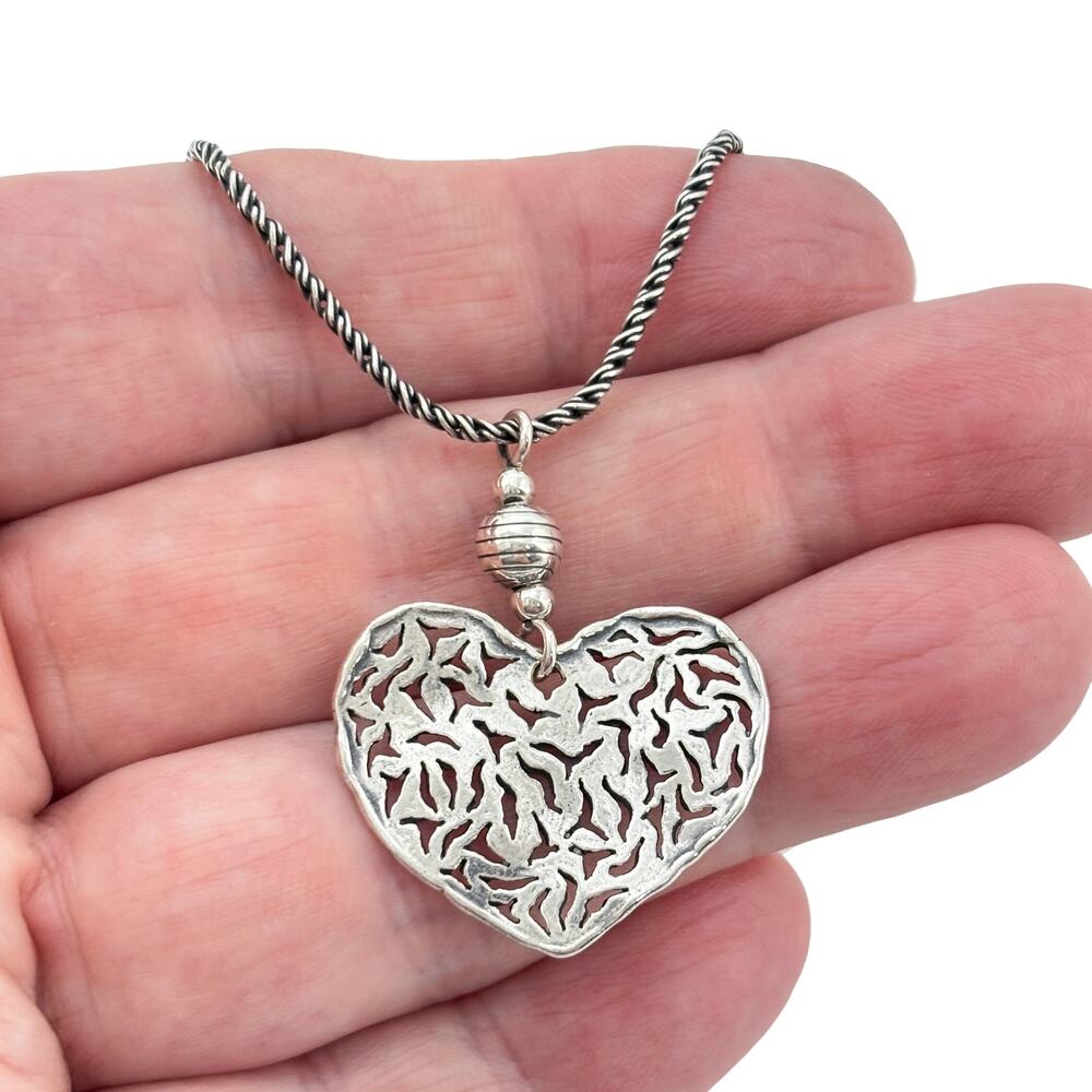 Vintage Silpada Sterling Silver 925 Filigree Heart Pendant Necklace 16.5" N1585